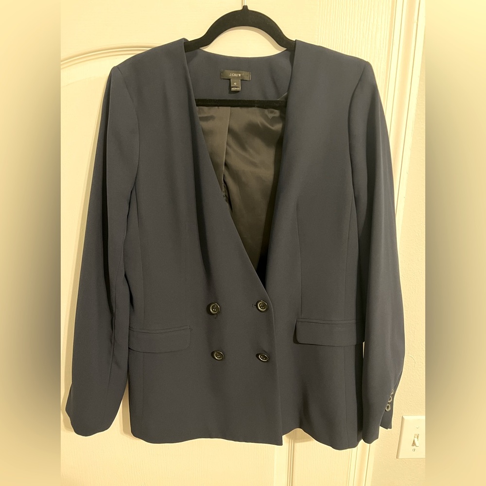 J Crew Navy Double Breasted Blazer Size 12